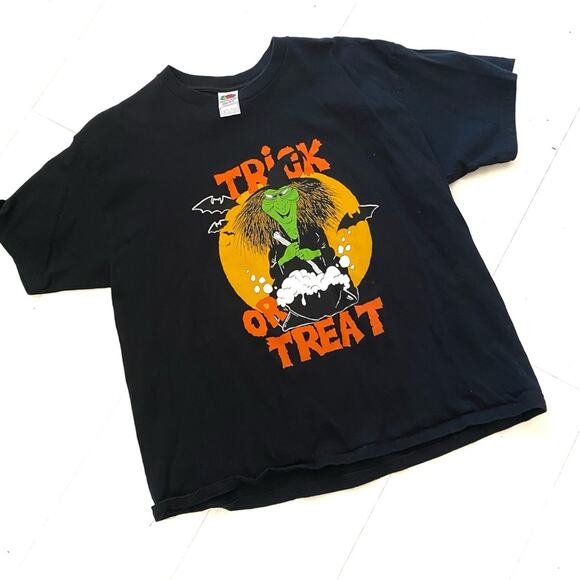 Vintage Halloween Trick Or Treat Green Witch Tee XL 1990s 90s - Picture 4 of 7